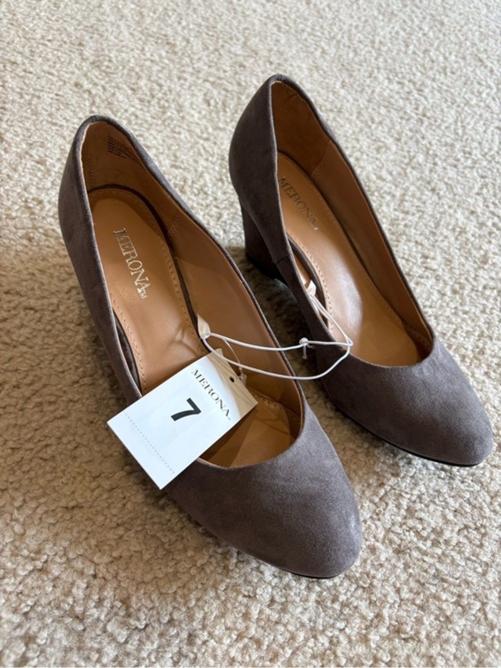Merona Taupe Suede Block Heel Pumps